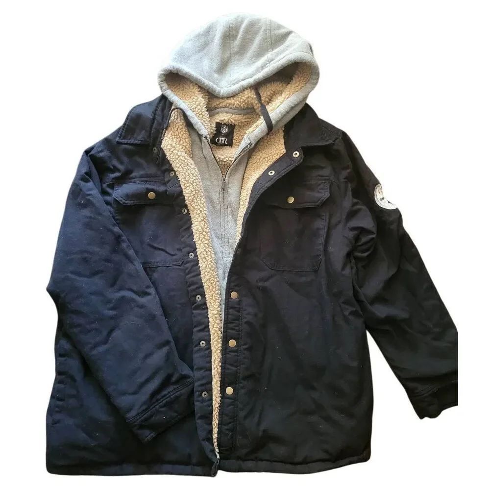 NFL X Darius Rucker Coat Men's XL Black Canvas Sherpa Lined Hooded Steelers